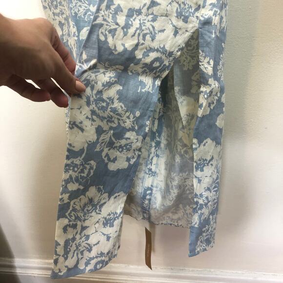 Reformation Dale Linen Dress Strap Open Back Midi Porcelain Floral Print 12 NWT - Picture 5 of 9